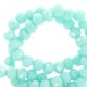 Faceted glass beads 3x2mm disc Bleached aqua turquoise-pearl shine coating